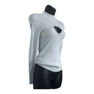 Guess Mia blue ice air heart shaped cz‎ cutout mockneck sweater size XL new